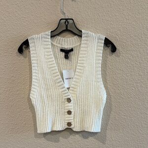 Forever 21 Ivory Ribbed Knit Vest